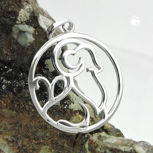 Pendant 21mm zodiac sign Aries shiny rhodium-plated silver 925
