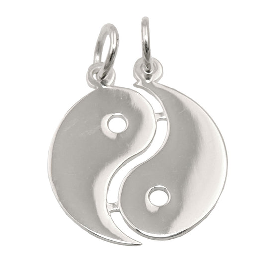 Pendant 18mm double yin-yang shiny silver 925