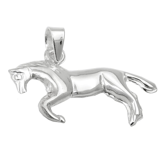 Pendant 12x23mm horse shiny silver 925