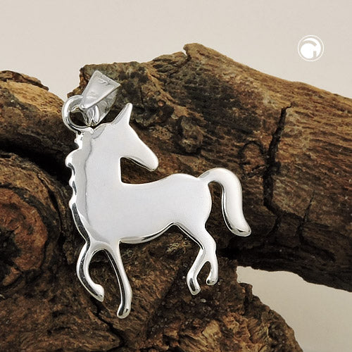 Pendant 16x14mm unicorn flat shiny silver 925
