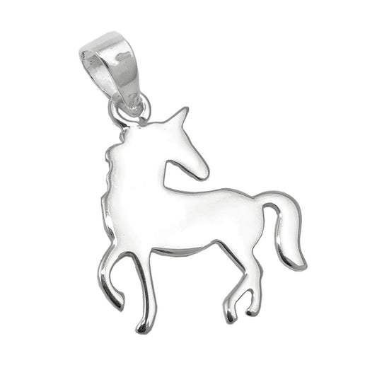 Pendant 16x14mm unicorn flat shiny silver 925