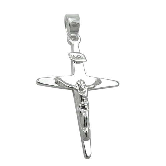 Pendant 25x17mm cross with Jesus shiny silver 925
