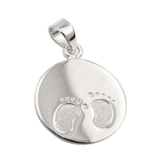 Pendant 13mm small feet shiny silver 925