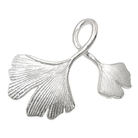 Pendant 18x27mm ginkgo leaf double silver 925