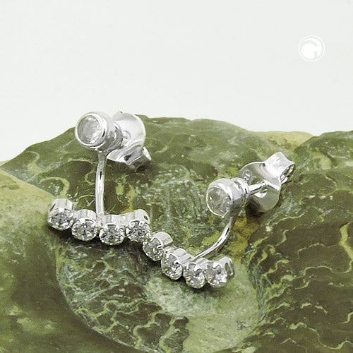 Stud earrings 10x9mm 2-part with zirconias silver 925