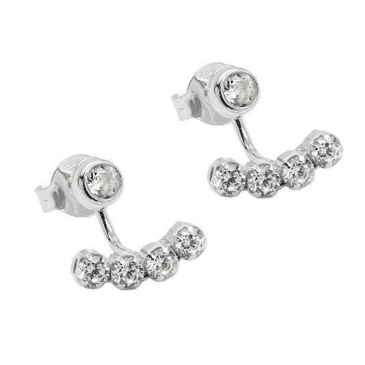 Stud earrings 10x9mm 2-part with zirconias silver 925