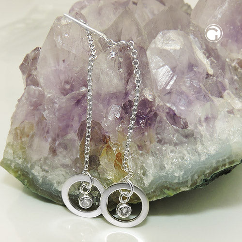 Pull-through earring 65x11mm ring with zirconia silver 925