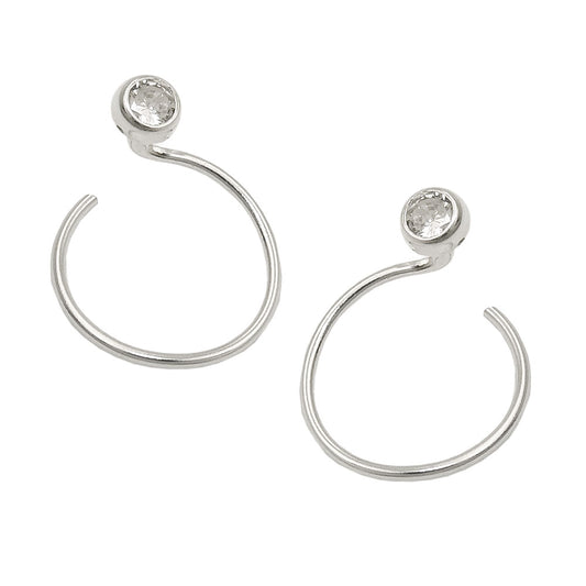 Stud earring 15mm ear spiral with zirconia silver 925