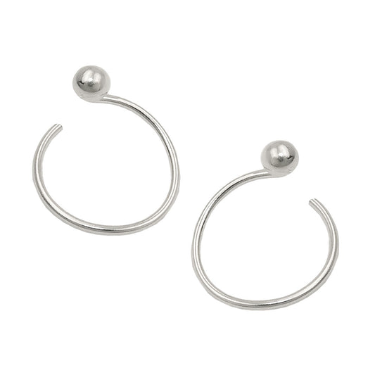 Stud earring 15mm ear spiral with ball silver 925