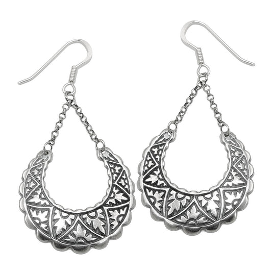 Ear hook earring 53x25mm Orient blackened silver 925