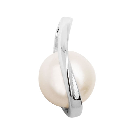 Pendant 15x8mm freshwater cultured pearl rhodium-plated silver 925