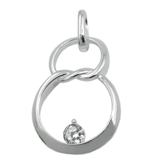 Pendant 23x15mm double circle eight with zirconia silver 925