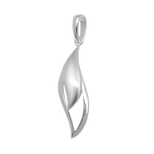 Pendant 25x8mm drop shape matt-glossy silver 925
