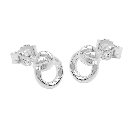 Stud earrings 7x6mm small circle with knot silver 925