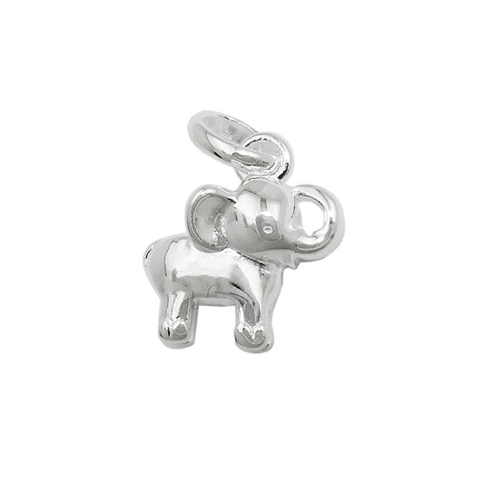 Pendant 8x9mm small elephant fully three-dimensional shiny silver 925