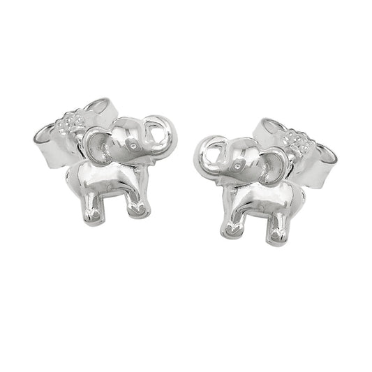 Stud earrings 6x7mm small elephant shiny silver 925