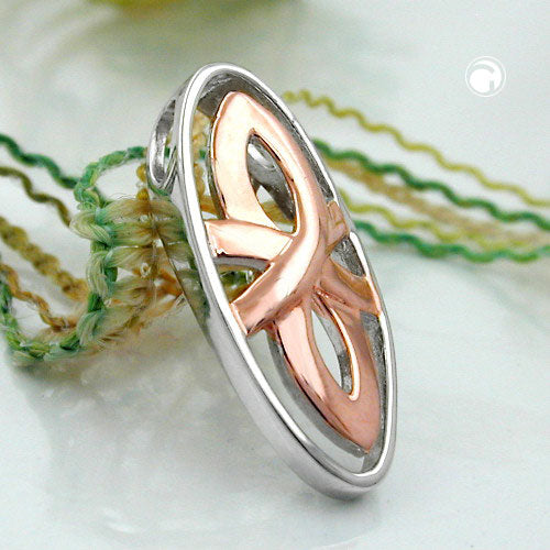 Pendant 21x9mm bicolor rhodium-plated, silver 925