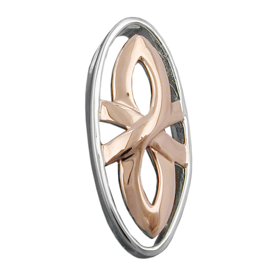 Pendant 21x9mm bicolor rhodium-plated, silver 925