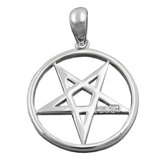 Pendant 20mm five-pointed star zirconia rhodium-plated silver 925