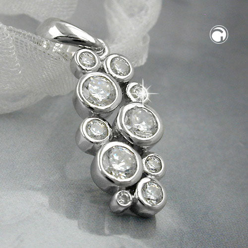 Pendant 18x8mm grape with zirconias shiny rhodium-plated silver 925