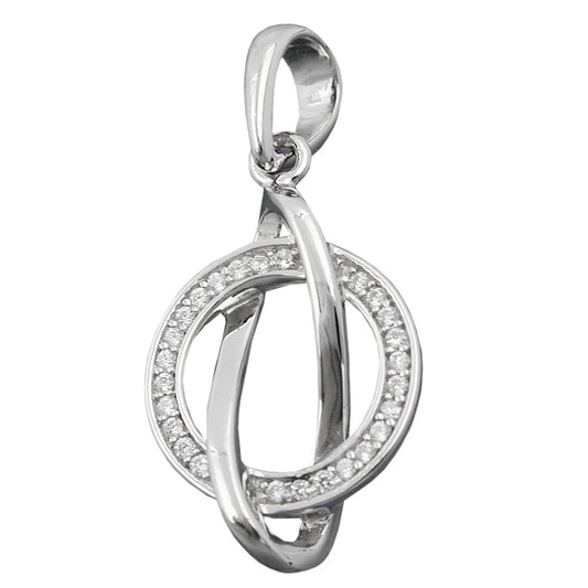 Pendant 23x16mm with zirconias shiny rhodium-plated silver 925