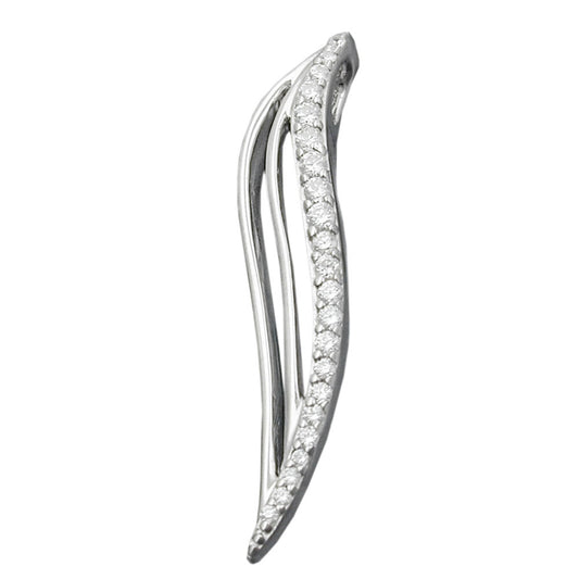 Pendant 32x6mm with zirconias shiny rhodium-plated silver 925