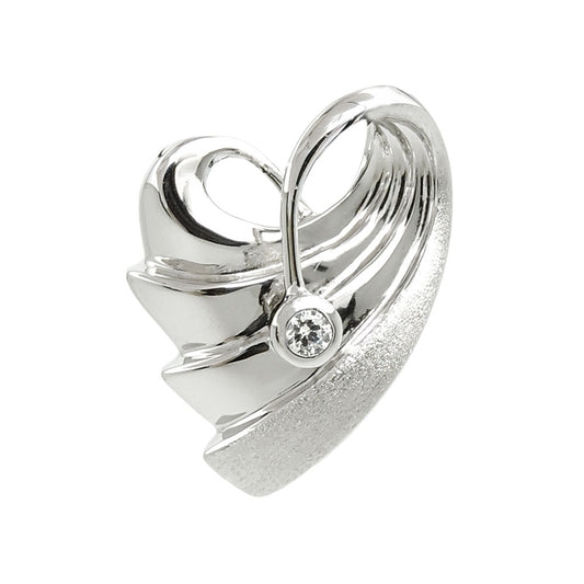 Pendant 20x15mm heart with zirconia rhodium-plated silver 925