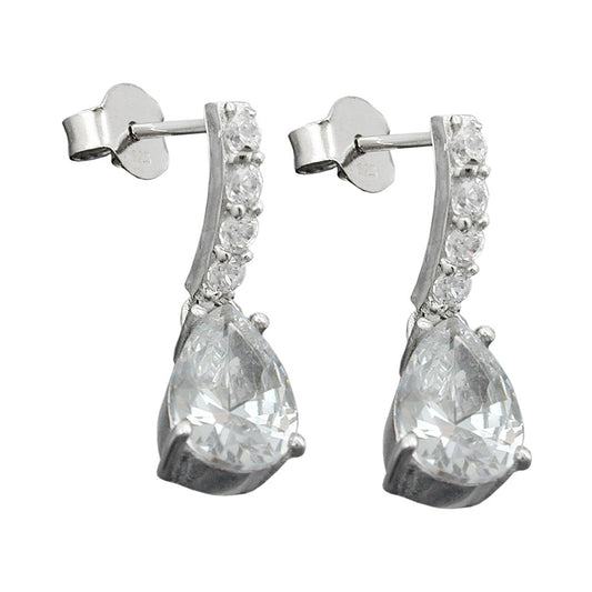Stud earrings earring 21x6mm zirconias white rhodium-plated silver 925