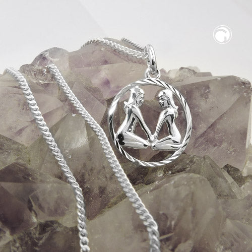 Sternzeichen-Anhänger „Zwilling“ aus 925 Silber – lebendig, kommunikativ & edel