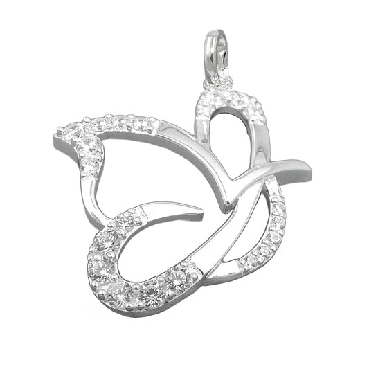 Pendant 17x19mm stylized butterfly with zirconias silver 925