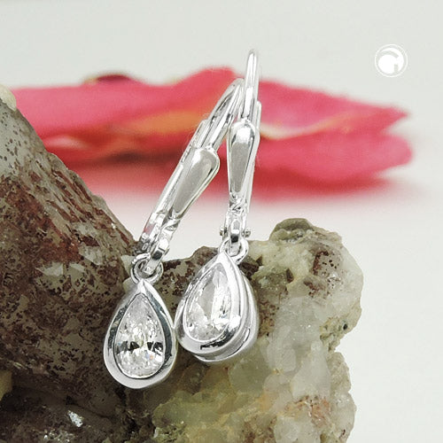 Ear leverback earrings earrings 23x5mm drop zirconia silver 925