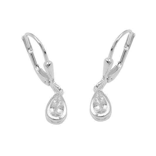 Ear leverback earrings earrings 23x5mm drop zirconia silver 925