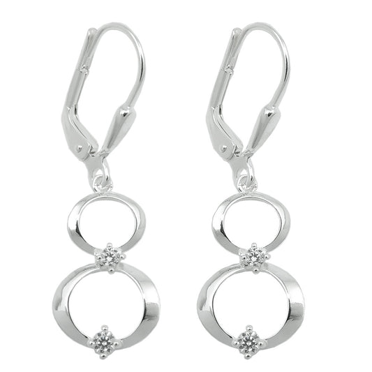 Ear leverback earrings earrings 31x10mm 2 rings with zirconias silver 925