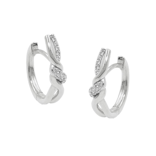 Creole 17x4mm folding hinge crossed with zirconias shiny silver 925