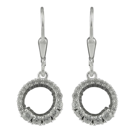 Ear leverback earrings earrings 26x10mm circle with zirconias silver 925