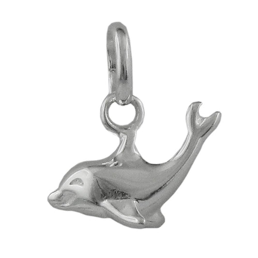 Pendant 12x7mm dolphin shiny silver 925