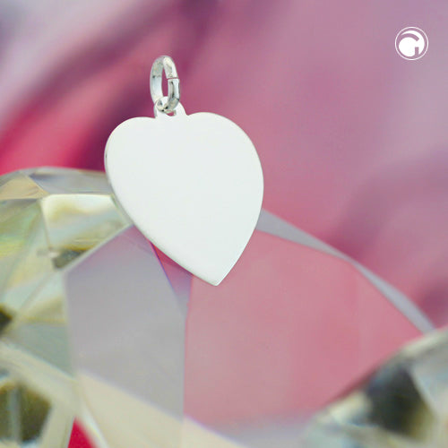 Pendant 19x17mm heart for engraving on both sides shiny silver 925