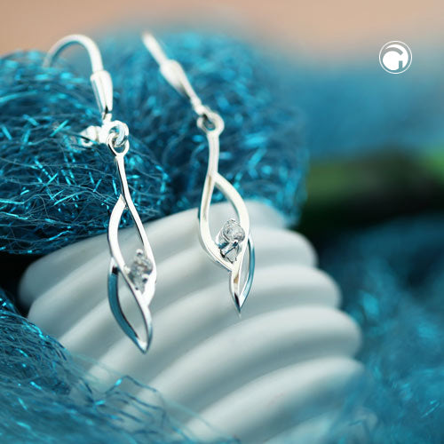 Ear leverback earrings 35x5mm with zirconia silver 925