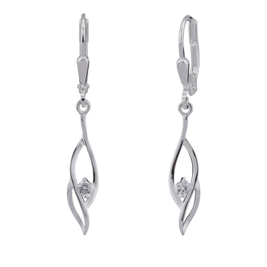Ear leverback earrings 35x5mm with zirconia silver 925