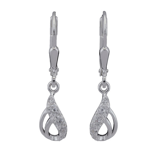 Ear leverback earrings earrings 25x6mm drops with zirconias silver 925
