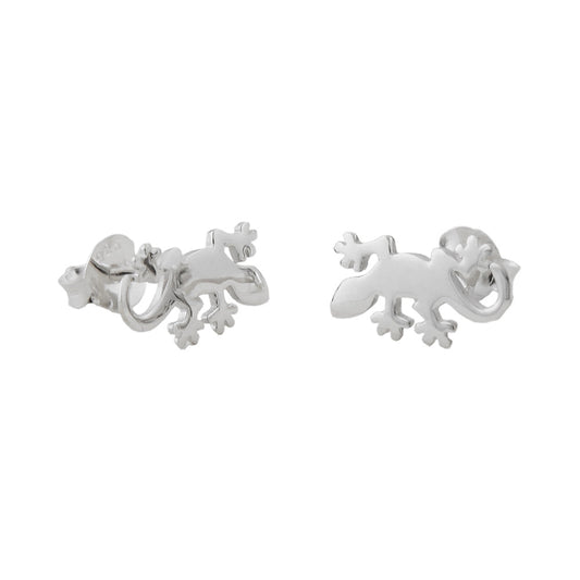 Stud earrings 11x6mm salamander shiny silver 925