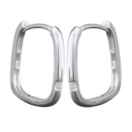 Hoop earring 15.5x15mm hinged square with zirconia silver 925
