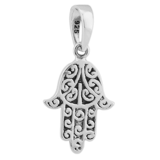 Pendant 16x12mm hand filigree oxidized silver 925