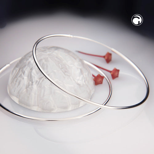 Creole earring 70x2mm wire creole with plug closure shiny silver 925