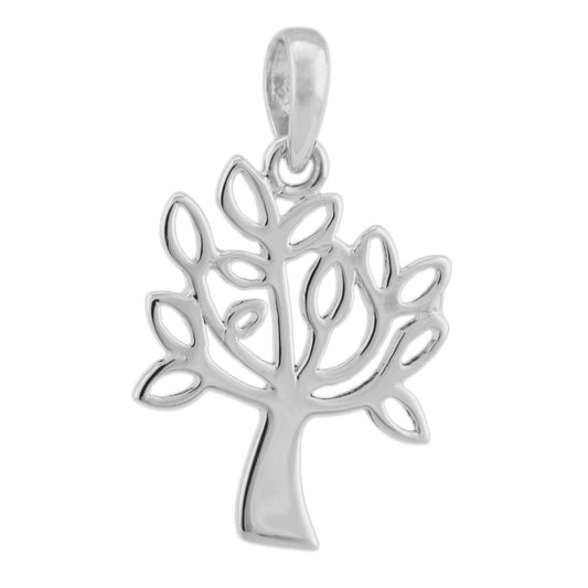 Pendant 20x15mm tree with leaves filigree shiny silver 925