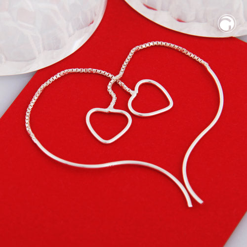 Pull-through earring 82x10mm Venetian chain with heart silver 925
