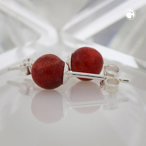 Stud earrings approx. 6mm coral pearl silver 925