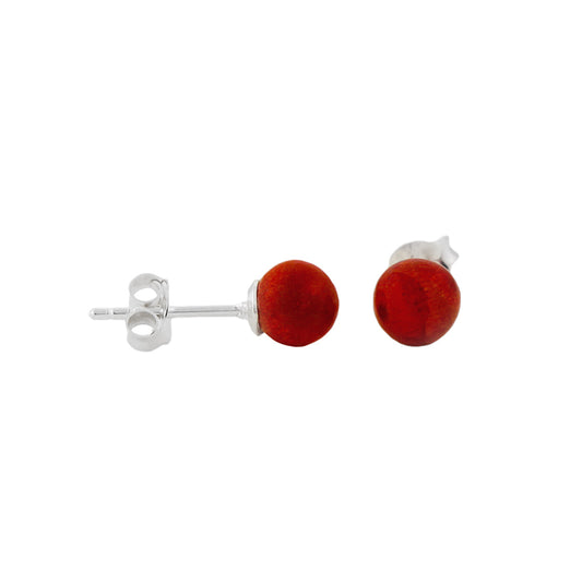 Stud earrings approx. 6mm coral pearl silver 925