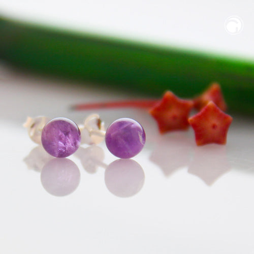 Stud earrings approx. 6mm amethyst silver 925