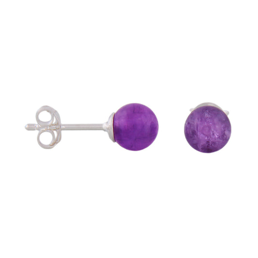 Stud earrings approx. 6mm amethyst silver 925